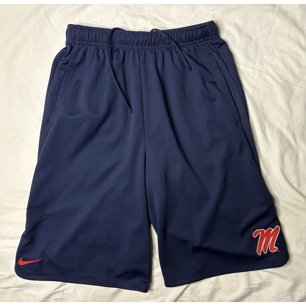 Nike Dri Fit Ole Miss Rebels Hype Shorts Youth Size XL Blue Pockets B37898D